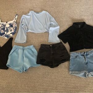 SHEIN lot bundle of 7 shorts and tops sz XS & SM